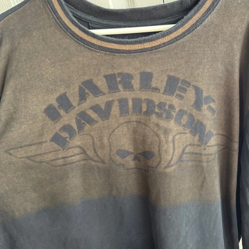 Harley Davidson Black Bleach Spell Out Sweatshirt Men's Size 2XL‎ Biker Grunge
